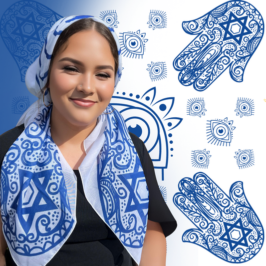 Evil Eye Scarf - Israel Blue