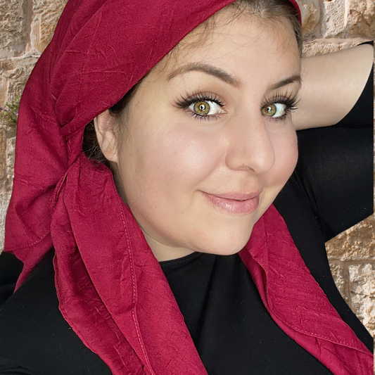 Solid Bamboo Square Headscarf- Wine